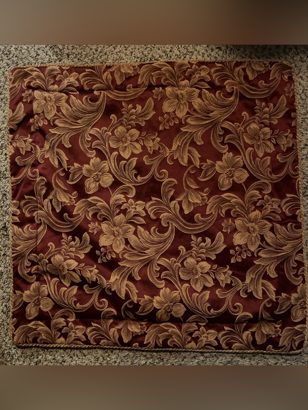 Elegant Floral Damask Jacquard Euro Pillow Cover in Burgundy